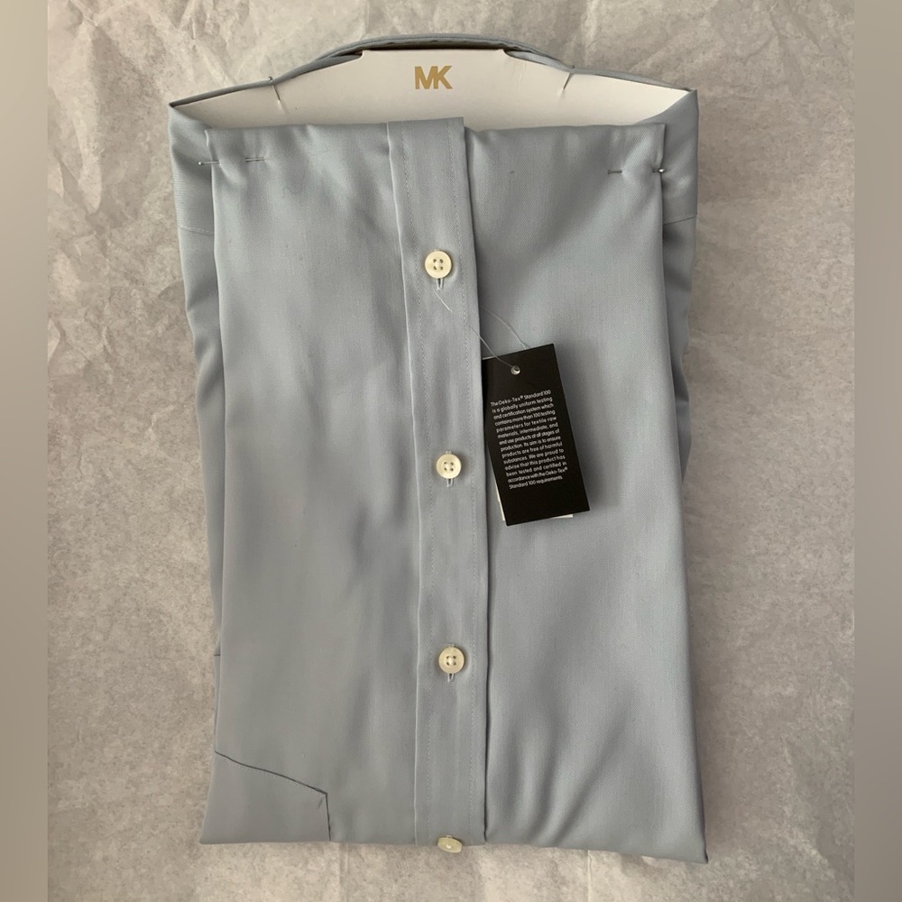 NWT Michael Kors Men's Steel Gray Non-iron Dress Shirt. MSRP $98 - Picture 4 of 5